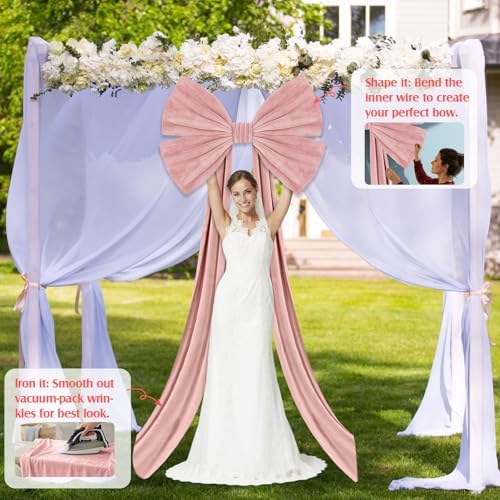40 x 80 Inch Extra Large Rose Gold Velvet Bow for Backdrop, Xmas Tree - Image 3