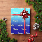 MyPupSocks Custom Text Wrapping Paper Gradient Blue, Personalized Name Gift Wrap Paper Funny Wrapping Paper Roll 58x23 for Boys Girls Kids Birthday Christmas Winter Holiday 3 Rolls - Image 4