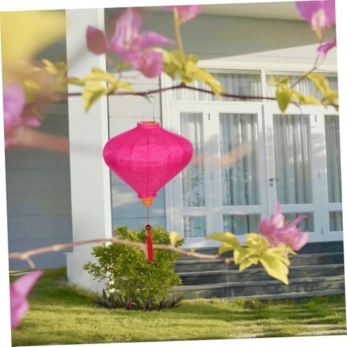 Pink Vintage Hanging Lantern with Floral Tassel Cloth Metal Oval Decor - Image 7