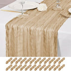 24 Pack Beige Table Runner 10Ft Cheesecloth Table Runner Rustic Gauze Table Runners Romantic Long Sheer Fabric Cheese Cloth Table Runners for Wedding Party Bridal Baby Shower by Lumaycens