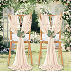 QueenDream Sheer Fabric Wedding Chair Sashes: 36PCS Tulle Church Chair Cover Long Chairs Bows Aisle Drapes Party Decorations Champagne - Image 2