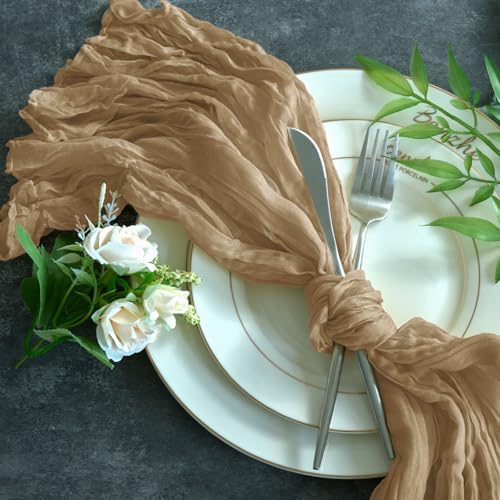 Sioloc Nude Cheesecloth Table Runner Fall Autumn Decor for Home 10ft Table Cloth for Tea Wedding Birthday Party Baby Bridal Shower Halloween Thanksgiving - Image 6