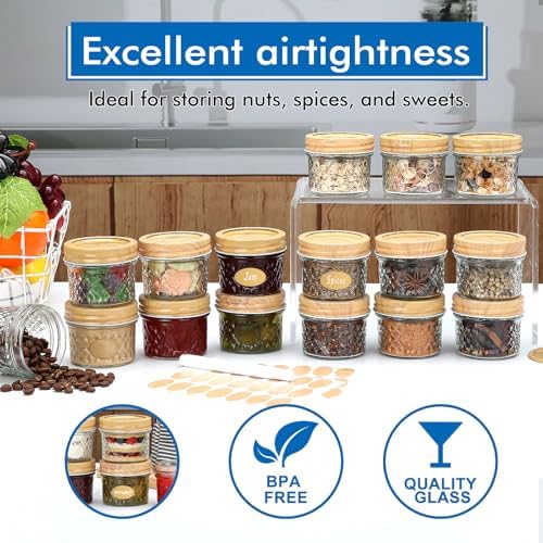 Accguan Mini Mason Glass Jars,4oz Jelly Jars With Woodgrain Lids, 40 PACK - Image 7