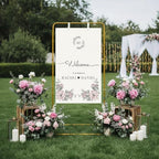 Large Wedding Welcome Sign Stand, Welcome to our Wedding With Stand, Adjustable Height (78", 64", 50") - Gold Hanging Sign Holder with Design Bundle, Ground Stakes & Storage Bag - wedding sign stand adjustable - Image 7
