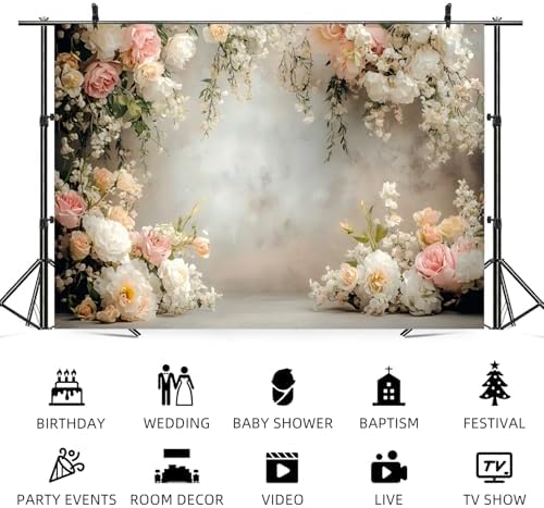 15x10ft Floral Wall Backdrop Wedding Reception Abstract Photography Background Spring Watercolor Painting Floral Banner Decorations Baby Shower Birthday Holiday Portrait Photo Booth Prop - Image 5