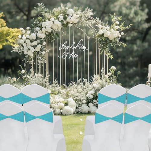 Lake Blue Chair Sashes Bows 60Pcs Spandex Chair Sashes Elastic Chair Cover Bands Ties Without Buckle for Wedding Birthday Party Ceremoney Events Decoration - Image 6