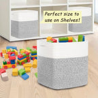 COMFY-HOMI 3PACK Cotton Rope Square Basket with Handles for Shelves|Dog Toy Bin and Storage|Baby Gift|Shoe Organizer|New 11" x 11" x 11" for Living Room - Image 5
