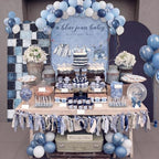 Chunful 3 Pcs Blue Jean Baby Shower Arch Backdrop Cover Baby Shower Photo Background Decor 2-Sided Round Top Cute Backdrop Arch Cover for Wedding Birthday Party Decoration 6 Ft/5 Ft/4 ft (Blue) - Image 4