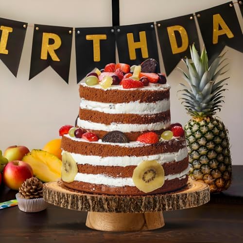 11.5"-12.5" Wood Cake Stand with Cake Cutting Set (Knife and Server) - Rustic Wooden Cake Holder for Decorating, Party, Wedding, Baby Showers, Reception, Event - Ideal Baking Gift & Home Decor - Image 7