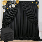 20ft x 8ft Wrinkle Free Black Backdrop Curtains for Parties, 4 Panels Thick Polyester Black Photo Backdrop Drapes for Weddings Birthday Photography Background Curtains by ENJOYYOURPARTY