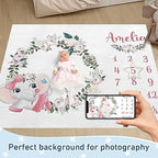 Custom Name Baby Milestone Blanket - Baby Milestone Monthly Blanket with Double Sided for Boy Girl Baby Photography Props - Pink Elephant Blanket Gifts for Kids Infant - Image 2
