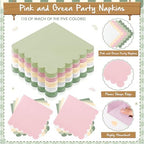 Zhehao 150 Pcs Pink and Green Paper Plates Napkins Serves 50 - Image 5