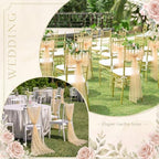 VitalCozy 50 Pack Light Brown Pearls Chair Sashes with Bows Wedding Decor - Image 6