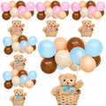 Hollowfly 6 Set Bear Baby Shower Party Centerpieces Table Decoration 6 Gender Reveal Stuffed Plush Bears 6 Bamboo Baskets 60 Colorful Balloons 12 Balloon Stands Birthday Party Wedding(Blue, Pink) by Hollowfly
