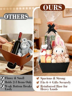 Beeplove 6 Sets Large Thick Kraft Baskets for Gifts Empty - Gift Baskets Empty Kit with Cellophane Wrap and Pull Bows for Wedding Birthday Bridesmaid Baby Shower, Black - Image 2