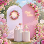 White Pink Arch Backdrop Cover Set of 2-7.2ft 6ft Dual Color Wedding Arch Cover-Wrinkle Free Stretchy Spandex Fitted Chiara Arch Stand Cover for Birthday Party Baby Shower Photo Photography by LeegleriTableSkirt
