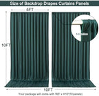 50x10ft Hunter Green Backdrop Curtain for Wedding Parties Wrinkle Free Fabric Dark Green Drapes Backdrop Decoration for Baby Shower Birthday Photography Decoration 10 Panels, 5ft x 10ft - Image 6