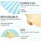 Roowest 50 Pack Paper Folding Fans Bamboo Wedding Favors, Blue - Image 3