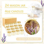 ACITHGL 24 Pcs Frosted Glass 4oz Mini Mason Jar Candles Small Lavender Scented Candles Bulk Aromatherapy Ideal Souvenir Favors for Wedding Birthday Party (Gold, Frosted, 24) - Image 3