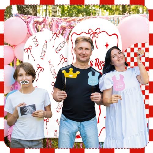 3 Pcs She's Ready to Pop Arch Backdrop Cover 4ft 5ft 6ft Red and White - Image 7