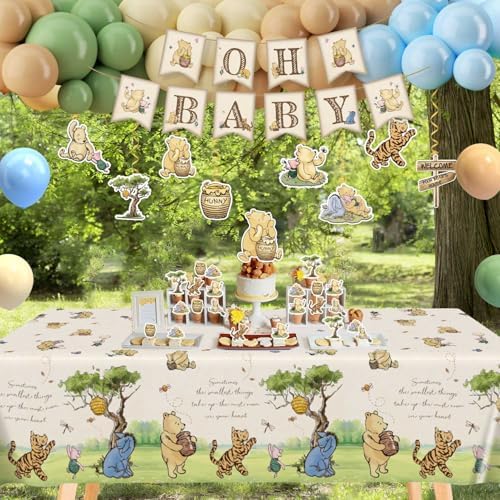 Neutral Classic Winnie Bear Baby Shower Decorations Plates Set - Image 5