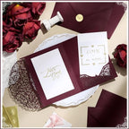 100 Set 5 x 7 Laser Cut Wedding Invitations, Scarlet - Image 6