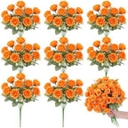 Zeyune 8 Pack 12 Inch Artificial Rose Bouquet, Orange by Zeyune