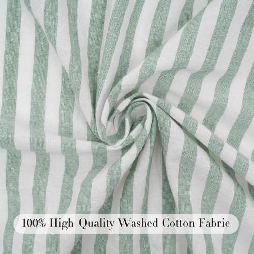 Eternal Beauty Striped Ruffled Round Tablecloth 60 Inch Green White - Image 6