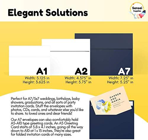 110 5x7 Navy Blue Invitation Envelopes - for 5x7 Cards - A7 - (5 ¼ x 7 ¼ inches) - Perfect for Weddings, Graduation, Baby Shower - 120 GSM - Peel, Press & Self Seal - Square Flap (Pack of 2) - Image 2