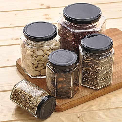 6 oz 25 Pack Hexagon Glass Honey Jars with Black Lids - Image 5