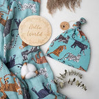 Miaoberry 100% Organic Cotton Baby Muslin Swaddle Blanket Set|Tiger in Teal| Gender Neutral for Boys Girls| Hospital Home Coming Receiving Blanket |Newborn Unisex - Image 3