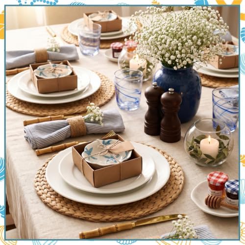 SiliFine 12 Pcs Beach Party Favors for Guests Small Ceramic Bowl Bulk Gifts 3.3 Inch Floral Design Mini Dipping Sauce Dish with Card Box for Bridal Pooja Baby Shower Birthday Guest Gift - Image 6