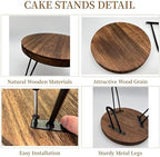 Set of 3 Wooden Cake Stand - 8 10 12 Inch Cake Pedestal with Metal Legs - Image 3