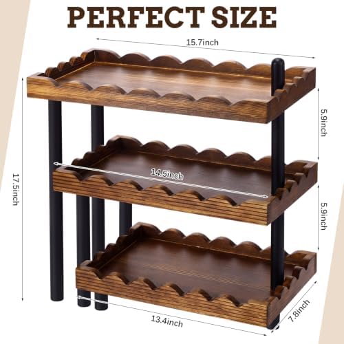 3 Tier Serving Tray & Wood Display Risers for Party,Rotatable Cupcake Stand - Image 3
