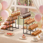 Emfogo Wooden Cupcake Display Stand, 4 Tier Rectangular Tiered Dessert Stands, Dessert Table Display Set for Vendor Booth Party Large Cup Cake Tower for Cup Cake Cookie Food (2 Pack) - Image 4