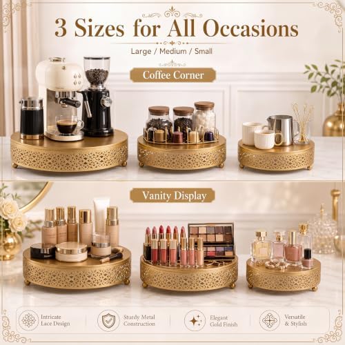 3-Piece Gold Cake Stand Set (8", 10", 12"), Elegant Metal Round Dessert Display Pedestals, Versatile Cupcake Pastry Serving Trays for Wedding, Birthday, Baby Shower Party Decor - Image 6