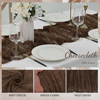 6FT 20 Pack Brown Cheesecloth Table Runner 20 x 120 Inch Long Boho Fabric Rustic Cheese Cloth Table Runner for Wedding Bridal Shower Baby Shower Gauze Sheer Birthday Party Table Decorations - Image 3