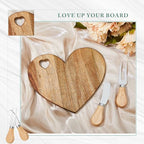 Patelai 24 Set Bridal Shower Game Prize Heart Cheese Board, Acacia Color - Image 6