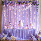 30x10ft Lavender Backdrop Curtains with Lights Photo Drapes Wrinkle Free Fabric Backdrop Curtain for Wedding Birthday Party Baby Shower Bridal Shower Home Party Background Decorations - Image 3