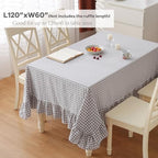 Grey White Gingham Ruffle Tablecloth Rectangular 120“x60 - Image 2