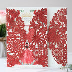 Hosmsua 50PCS Personalized Red Butterfly Invitation 5.12 x 7.3'' Laser Cut Lace Flora Quinceanera Invitation with Envelopes for Bridal Shower Sweet 16, XV Anos Birthday Invite (Red Glitter) - Image 2