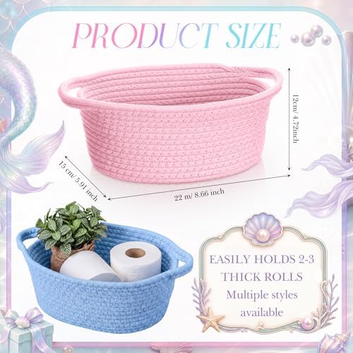 LemonRoad 5 Pcs Pink and Blue Mermaid Empty Gift Basket with Handle 9x6x5'' - Image 2