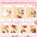 Funnymoom 24 Sets Baby Shower Bottles Favors for Guests Glass 100 ml Milk Jar with Ribbons and Stickers Decorations for Gender Reveal Newborn Centerpiece Party Favor(Pink,It's A Girl) - Image 5