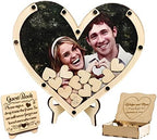 Personalized Photo Heart Guest Book Alternative for Wedding Reception Wooden Drop Top Box Picture Frame Wedding Guest Sign in Wooden Card Box for Rustic Wedding Decor Baby Shower by Unknown