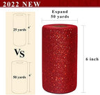 3PCS Glitter Tulle Rolls 6 Inch by 50 Yards Glitter Sequin Tulle Fabric (Gold, Red, Emerald Green) - Image 4