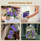 Artificial Flowers Realistic Roses, Real Looking Fake Roses with Stem for DIY Wedding Bouquets Centerpieces Bridal Shower Party Home Romantic Decorations (Dark Purple, Regular 3" - 200pcs) - Image 3