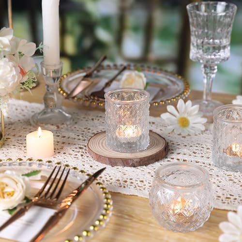 DARJEN Clear Votive Candle Holders Set of 36- Round Glass Candle Holders Bulk for Tea Light Candle, Embossed Candle Votives for Wedding Centerpiece, Various Parties & Home Decor - Image 5