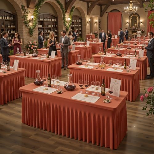 2 Packs Terracotta Spandex Tableclothes for 4 Foot Rectangle Tables, Wrinkle Free 4ft Fitted Table Cover Stretch Table Cloth Desk Skirt for Weddings Baby Shower Birthday Party Banquet Decorations - Image 5