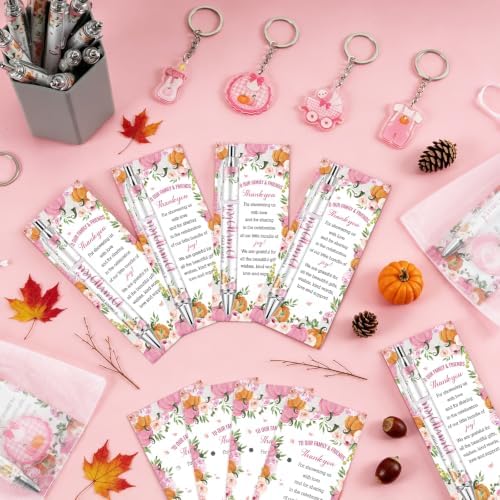 145 Pcs Little Pumpkin Baby Shower Favors Fall Baby Shower Pens Keychains - Image 4