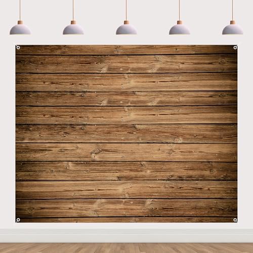 Wood Backdrop 10x8ft Brown Wooden Rustic Background Fabric Polyester Floor Panel Board Banner Baby Shower Birthday Wedding Decorations Western Barn Party Wall Decor Photography Supplies - Image 2